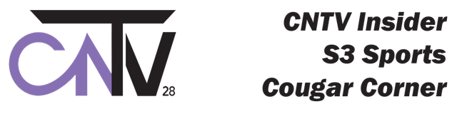CNTV logo on the left. Text says, "CNTV Insider, S3 Sports, Cougar Corner." CNTV logo on the left. Text says, "CNTV Insider, S3 Sports, Cougar Corner."